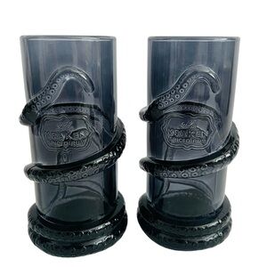 Kraken Spiced Rum Black Octopus Tumbler Glasses Set of 2